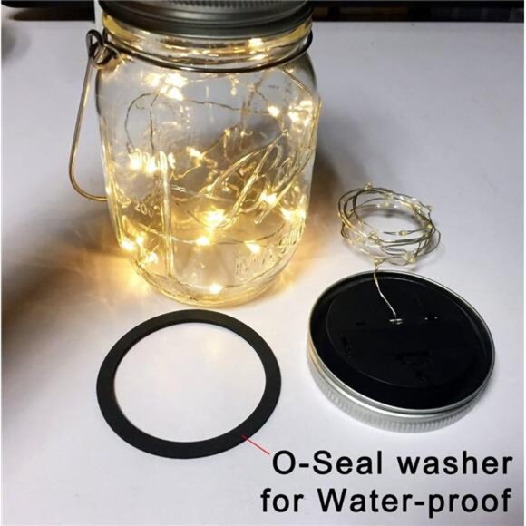 Solar Mason Jar Lights, 4 Pack 30 LEDs Waterproof Fairy Firefly String Lights - Picture 6 of 8
